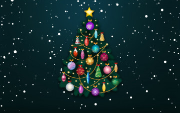 Картинка праздничные векторная+графика+ новый+год Ёлка снежинки украшения фон праздник елка новый год зима минимализм рождество игрушки снег