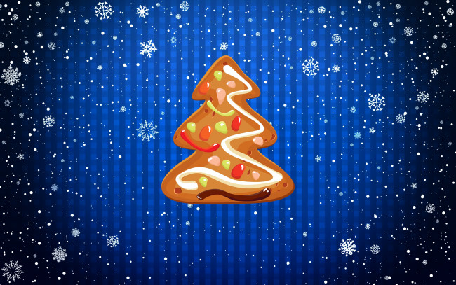 Обои картинки фото праздничные, векторная графика , новый год, зима, новый, год, настроение, еда, фон, снег, праздник, елка, минимализм, печенька, снежинки, рождество, Ёлка