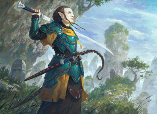 Картинка фэнтези эльфы меч униформа фон мужчина эльф