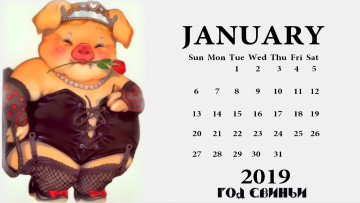 Картинка календари праздники +салюты бусы цветок свинья
