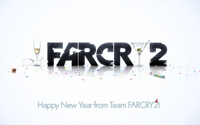 Обои картинки фото видео игры, far cry 2, надпись, название, бокалы, серпантин