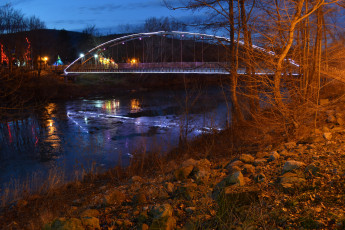 Картинка горячий ключ краснодарский край природа реки озера огни ночь мост река