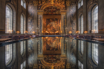 Картинка интерьер дворцы музеи картины отражение окна лепнина