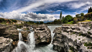 Картинка природа водопады водопад камни овраг река