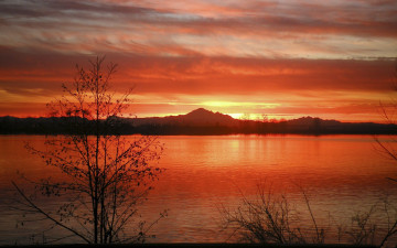 Картинка sunset природа восходы закаты закат река багровый фон