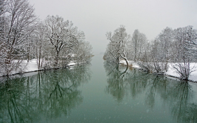 Обои картинки фото природа, реки, озера, река, зима, пейзаж