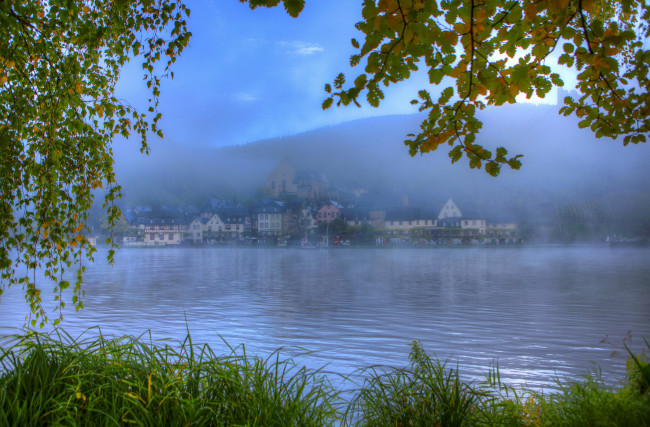 Обои картинки фото германия, элленц, польтерсдорф, природа, реки, озера, утро, туман, река