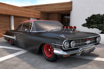 обоя автомобили, 3д, impala, chevrolet, 1960