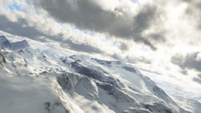 Обои картинки фото 3д графика, природа , nature, снег, облака, горы