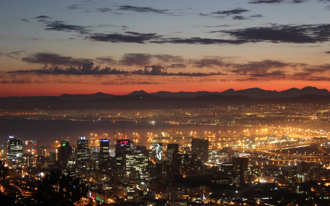 Обои картинки фото города, кейптаун , юар, город, залив, горы