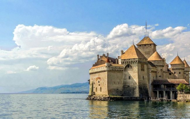 Обои картинки фото chillon castle, chateau de chillon, города, шильонский замок , швейцария, chateau, de, chillon, castle