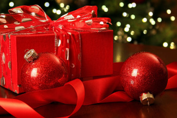 обоя праздничные, подарки и коробочки, шарики, подарок, лента, бант