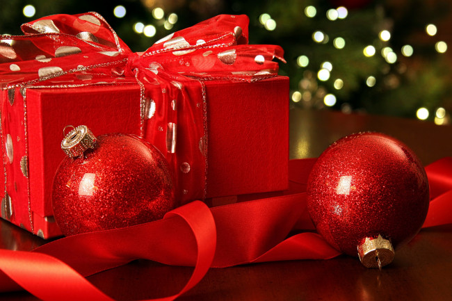 Обои картинки фото праздничные, подарки и коробочки, шарики, подарок, лента, бант