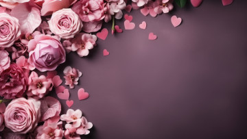 обоя 3д графика, цветы , flowers, любовь, цветы, праздник, сердце, розы, сердца, сердечки, розовые
