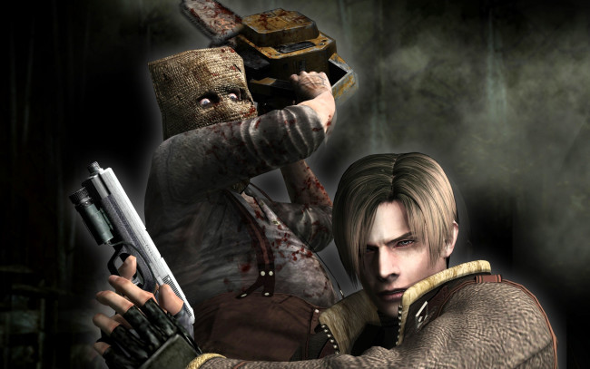 Обои картинки фото видео игры, resident evil 4, персонажи, оружие, кровь