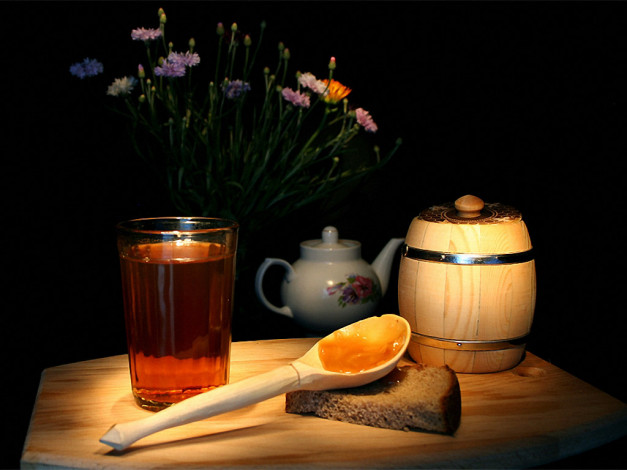 Обои картинки фото kvazar72, Чай, медом, еда, натюрморт