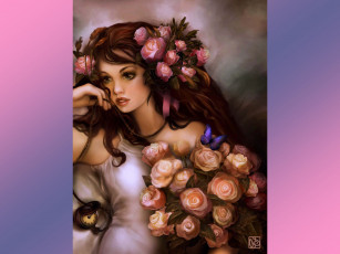 Картинка осенние розы v+ фэнтези девушки