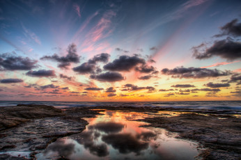 Картинка природа восходы закаты океан горизонт тучи заря