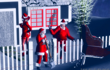 Картинка 3д+графика holidays +праздники деды морозы снегурочка