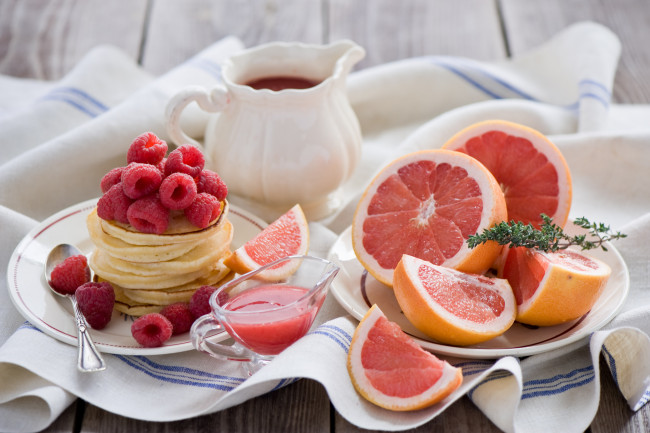 Обои картинки фото еда, фрукты,  ягоды, грейпфрут, малина