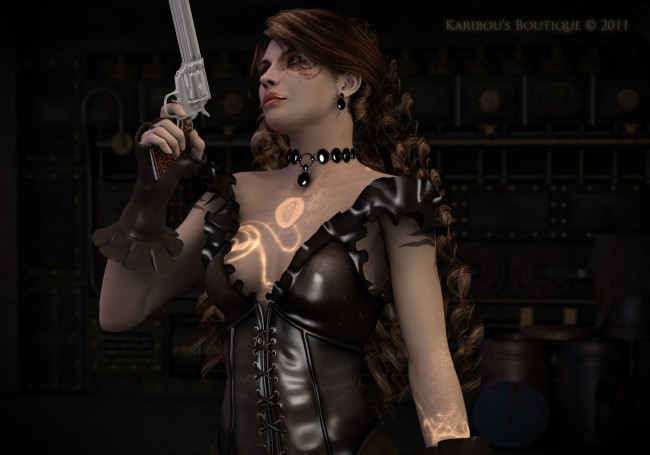 Обои картинки фото 3д графика, fantasy , фантазия, девушка, оружие