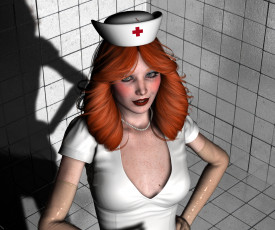 Картинка 3д+графика люди+ people девушка взгляд фон медсестра