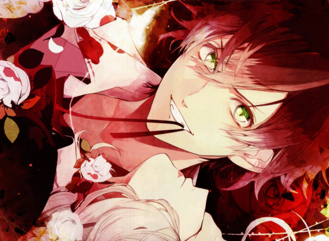 Обои картинки фото аниме, diabolik lovers, вампир, парень, девушка