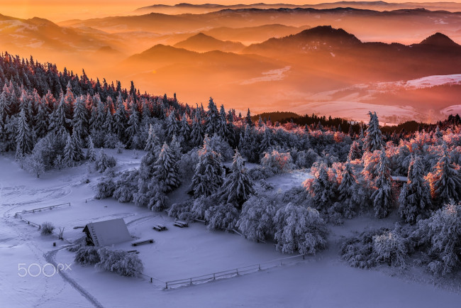 Обои картинки фото природа, зима, снег, небо, горы