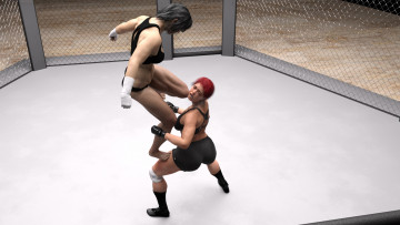 Картинка 3д+графика спорт+ sport борьба ринг взгляд девушки фон грудь