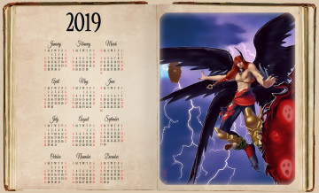 обоя календари, фэнтези, крылья, мужчина
