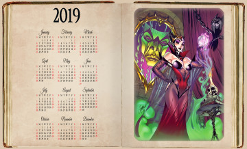 Картинка календари фэнтези магия женщина птица