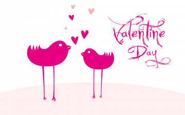обоя праздничные, день святого валентина,  сердечки,  любовь, птички, сердечки