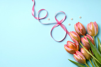 Картинка праздничные международный+женский+день+-+8+марта тюльпаны лента