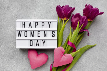 обоя праздничные, международный женский день - 8 марта, тюльпаны, сердечки