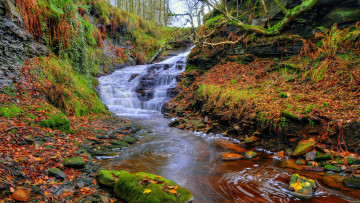 Картинка dean+brook+waterfall rivington england природа водопады dean brook waterfall