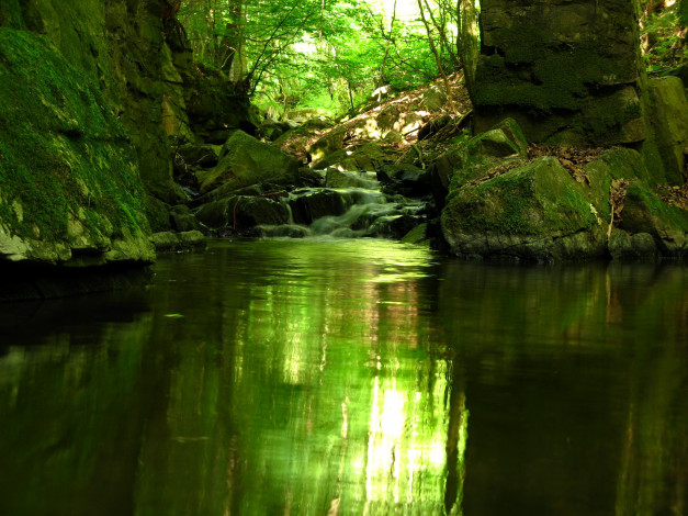 Обои картинки фото природа, реки, озера, зеленый, камни, вода