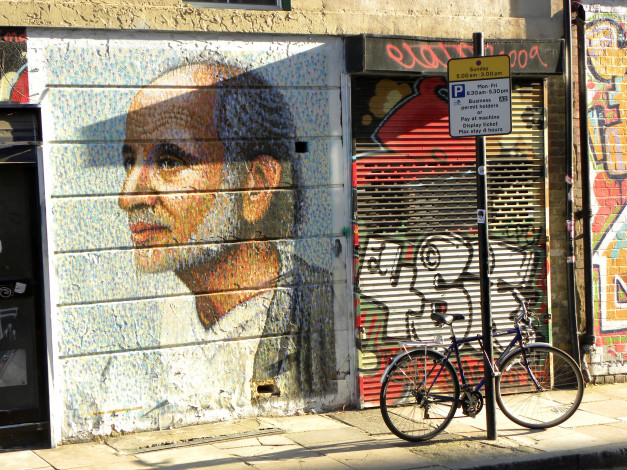 Обои картинки фото разное, граффити, велосипед, лондон