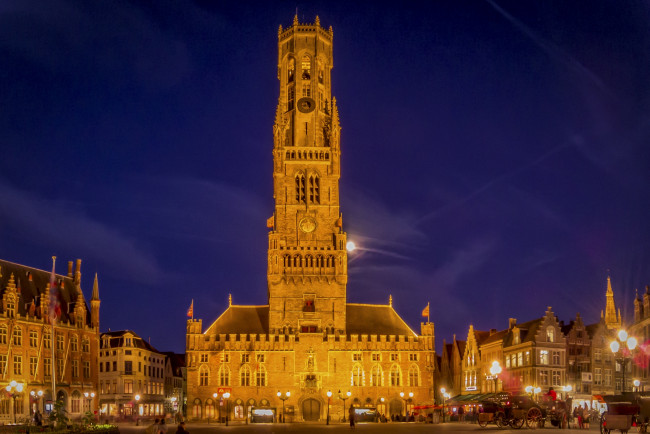 Обои картинки фото города, брюгге, бельгия, здания, ночь