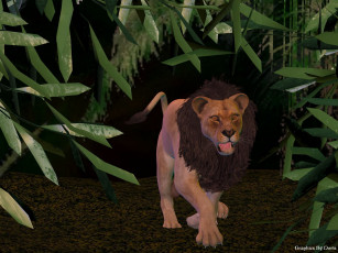 Картинка 3д+графика animals+ животные лев