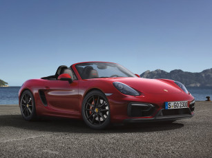 обоя автомобили, porsche, красный, 2014г, 981, gts, boxster