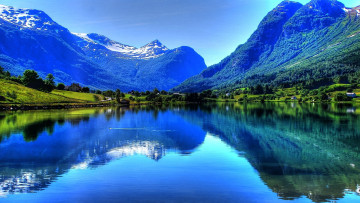 Картинка природа реки озера деревья отражение озеро горы небо