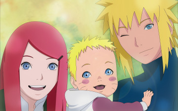 Картинка аниме naruto арт семья минато счастье кушина наруто улыбки