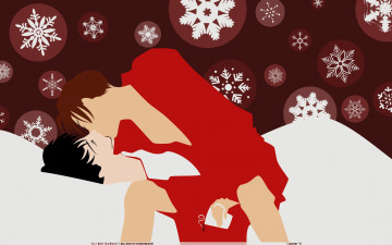 Картинка bukiyou+de+gomen аниме -merry+chrismas+&+winter снежинки поцелуй кофе халат