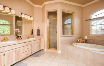 Картинка интерьер ванная+и+туалетная+комнаты зеркала душ