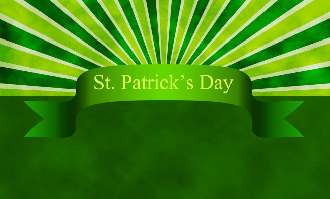 Обои картинки фото день святого патрика, праздничные, - день святого патрика, зеленый, лучи, лента
