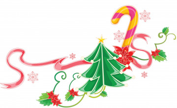 Картинка праздничные векторная+графика+ новый+год цветы лента елка конфета снежинки