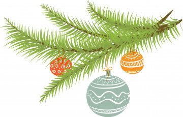 Картинка праздничные векторная+графика+ новый+год шары ветки