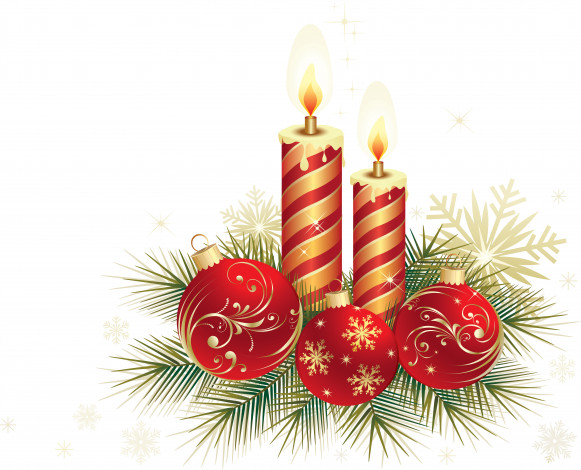 Обои картинки фото праздничные, векторная графика , новый год, шары, свечи, ветки