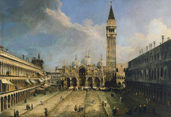 Картинка рисованное живопись городской пейзаж джованни антонио каналетто картина площадь сан-марко в венеции кампанила