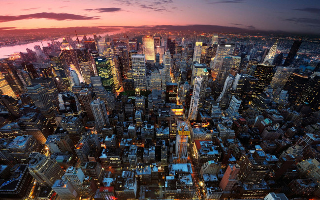 Обои картинки фото города, нью-йорк , сша, new-york, city, empire, state, river, manhattan, sunset, building